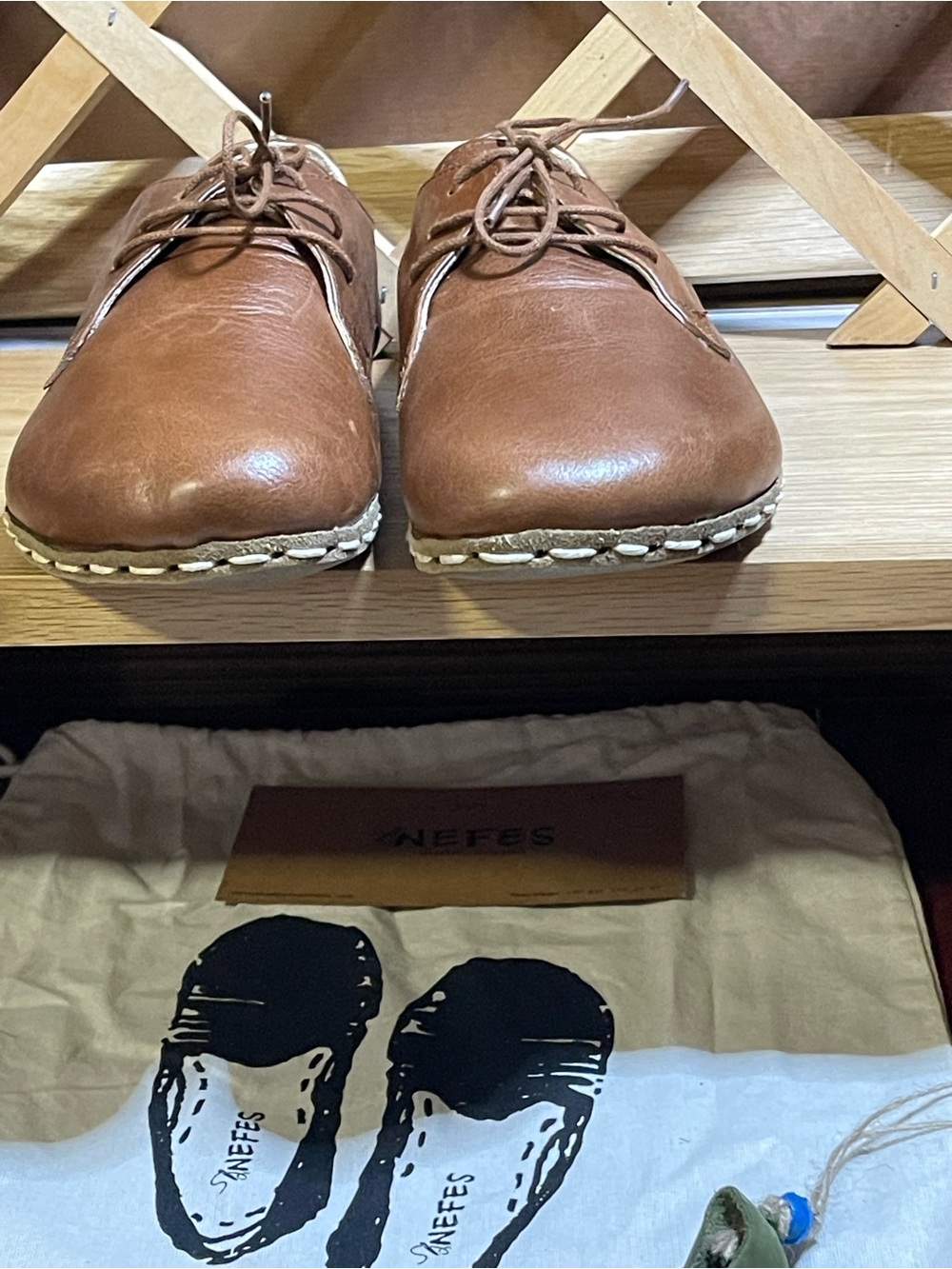 NIB-EUC-Nefes Genuine Handmade Leather Oxford Barefoot ‘Grounding Shoes W Sz 10 - Picture 11 of 16